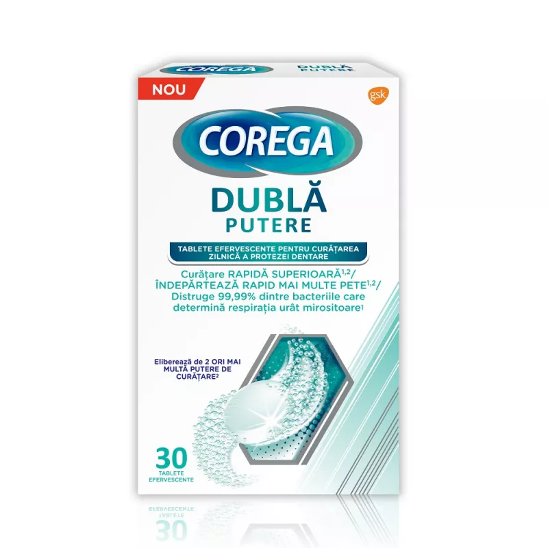 Corega Double power x 30 tablete, [],medik-on.ro