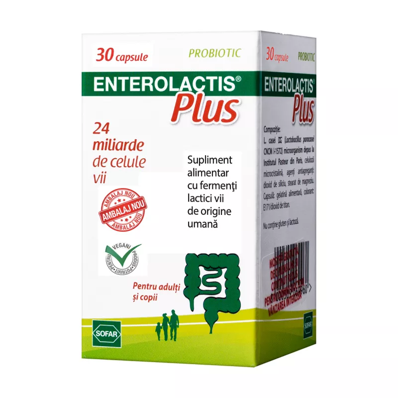 Enterolactis Plus (24 miliarde de celule vii) x 30 capsule, [],medik-on.ro