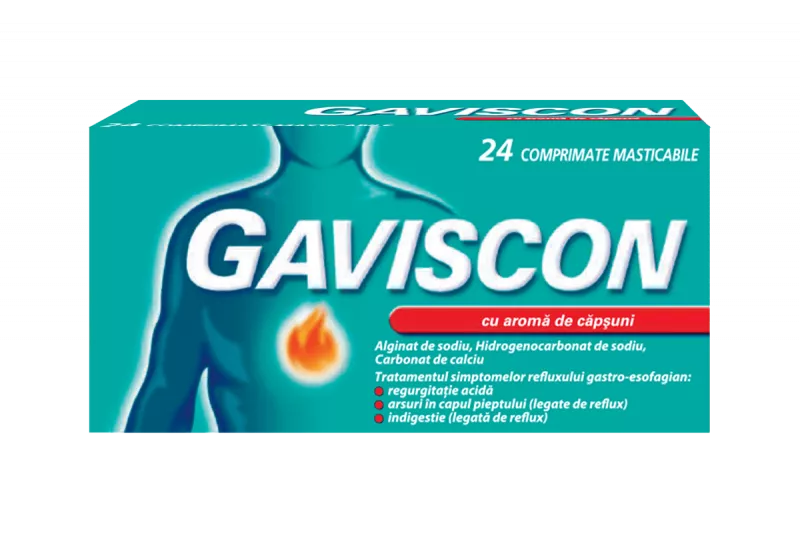Gaviscon cu aroma de capsuni x 24 comprimate masticabile, [],medik-on.ro
