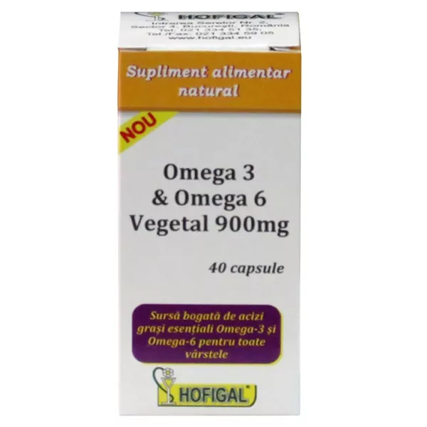 Hofigal Omega 3 Omega 6 vegetal 900mg x 40 capsule, [],medik-on.ro