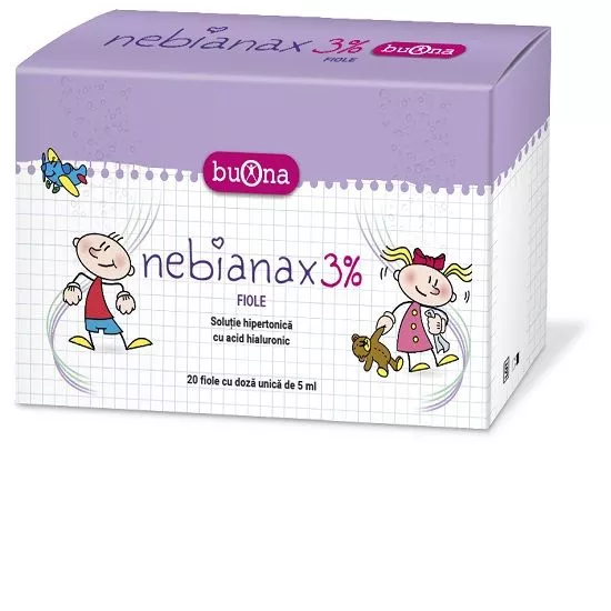 Nebianax Fiole cu Solutie salina hipertonica 3% cu Acid hialuronic 5ml x 20 fiole, [],medik-on.ro