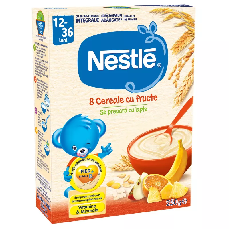 Nestle Cereale 8 Cereale cu Fructe, de la 12 luni, 250 grame, [],medik-on.ro
