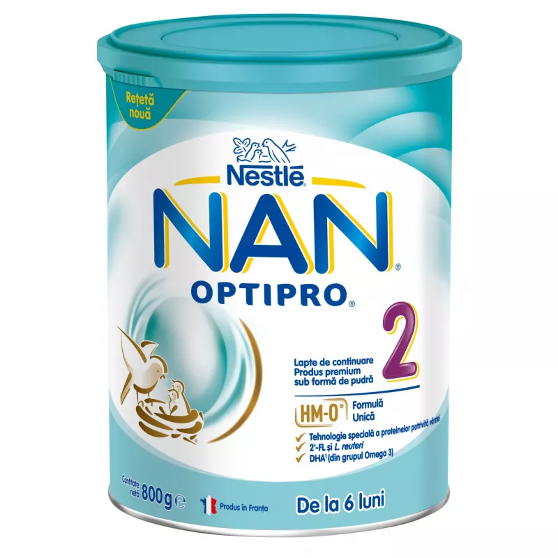 Nestle NAN OPTIPRO 2 HM-O, Lapte praf de continuare de la 6 luni, 800 grame, [],medik-on.ro