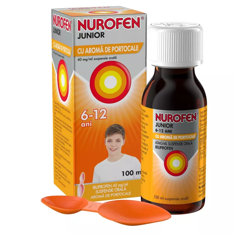 Nurofen Junior 4% sirop cu aroma de portocale x 100ml, [],medik-on.ro