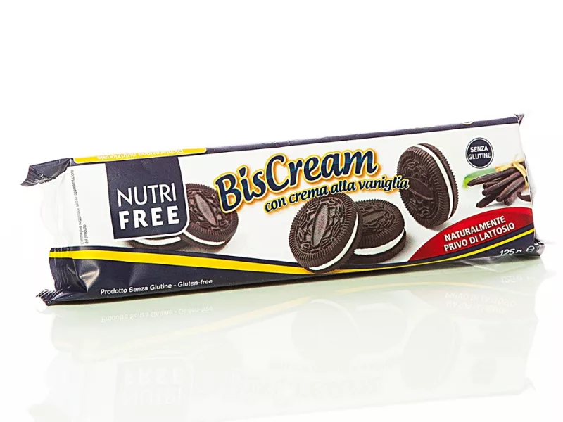 NutriFree Biscream biscuiti cu crema de vanilie, fara gluten x 125 grame, [],medik-on.ro