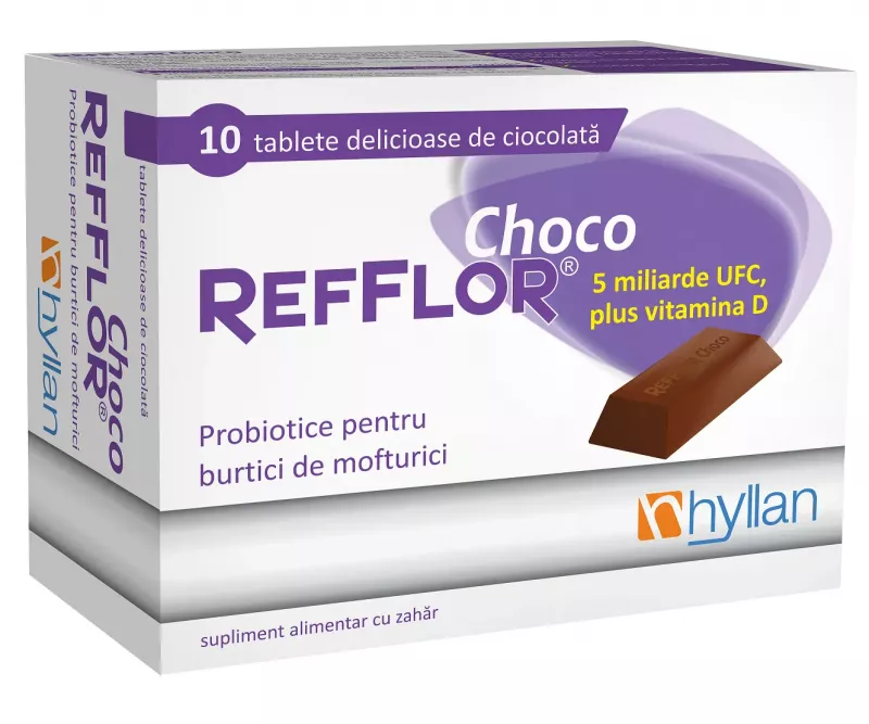 Refflor Choco probiotic x 10 tablete, [],medik-on.ro
