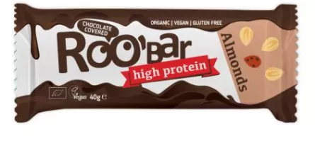 Roobar Baton proteic cu migdale invelit in ciocolata x 40g, [],medik-on.ro