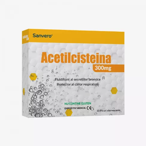 Sanvero Acetilcisteina 300mg x 10 plicuri efervescente, [],medik-on.ro