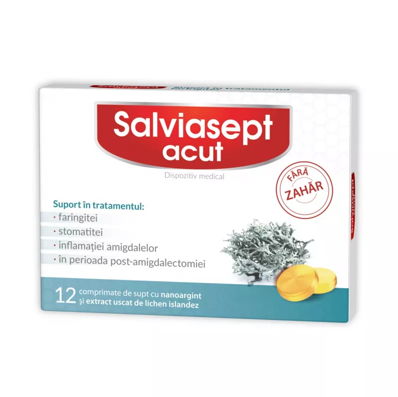 Zdrovit Salviasept acut fara zahar x 24 comprimate + 20% cadou, [],medik-on.ro
