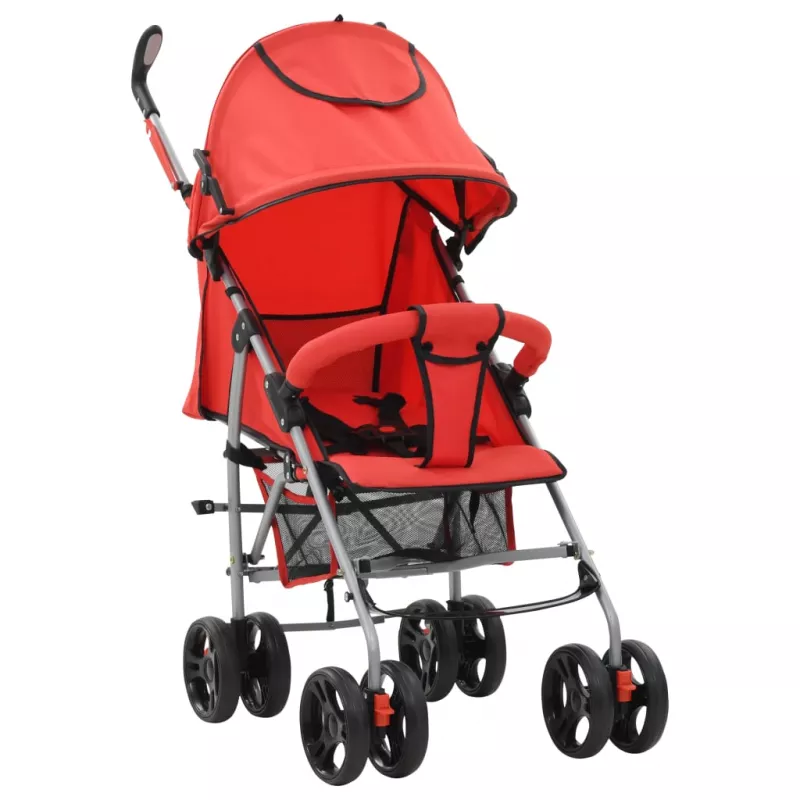 Landou/cărucior pliabil copii 2-in-1, roșu, oțel, [],mobideco.ro