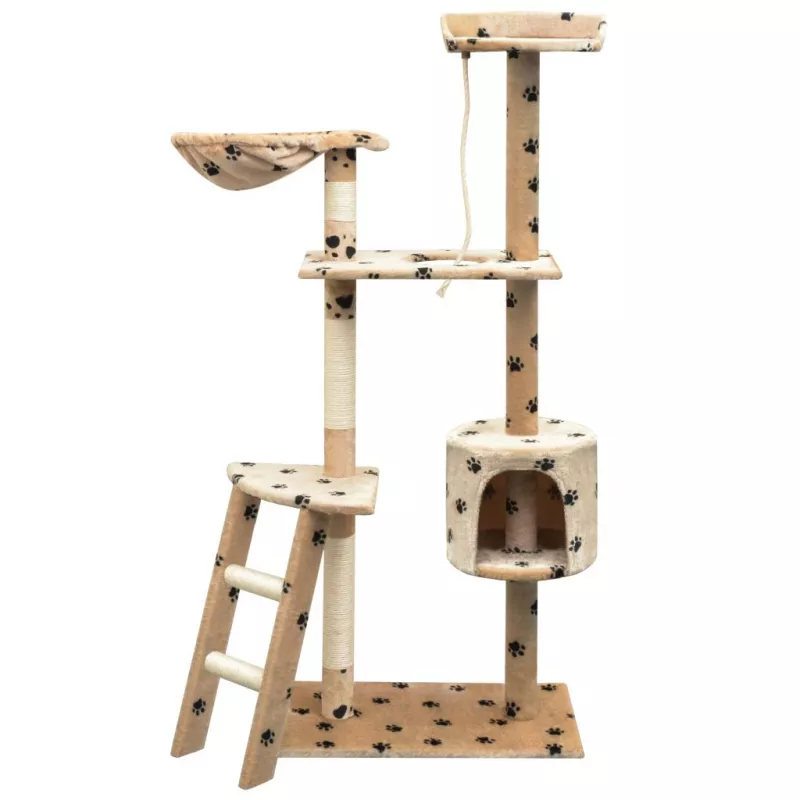 Ansamblu pisici cu funie sisal, 150 cm, imprimeu lăbuțe, bej, [],mobideco.ro