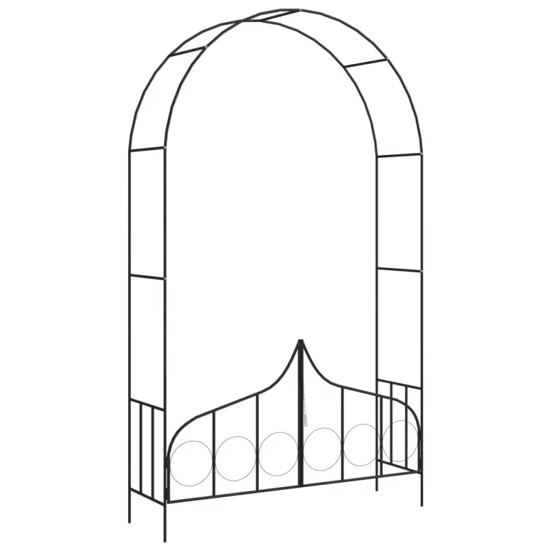 Arcadă de grădină cu poartă, negru, 138 x 40 x 238 cm, fier, [],https:mobideco.ro