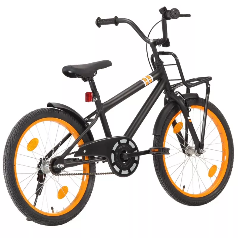 Bicicletă copii cu suport frontal, negru și portocaliu, 20 inci, [],mobideco.ro