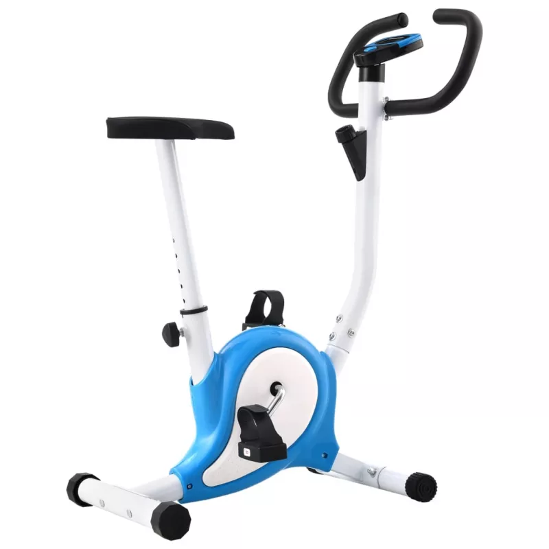 Bicicletă fitness cu curea de rezistență, albastru, [],mobideco.ro