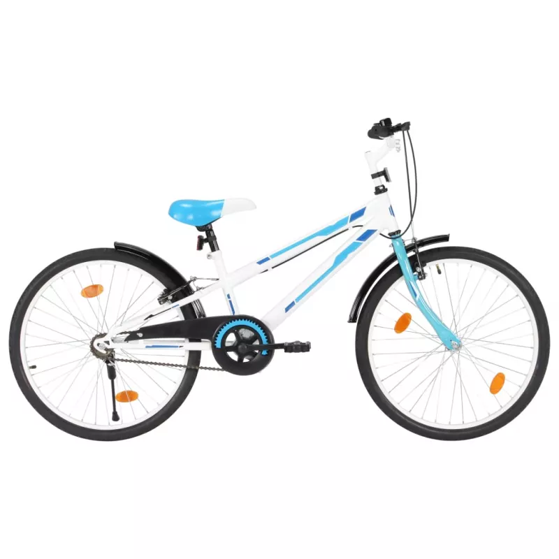 Bicicletă pentru copii, albastru și alb, 24 inci, [],mobideco.ro