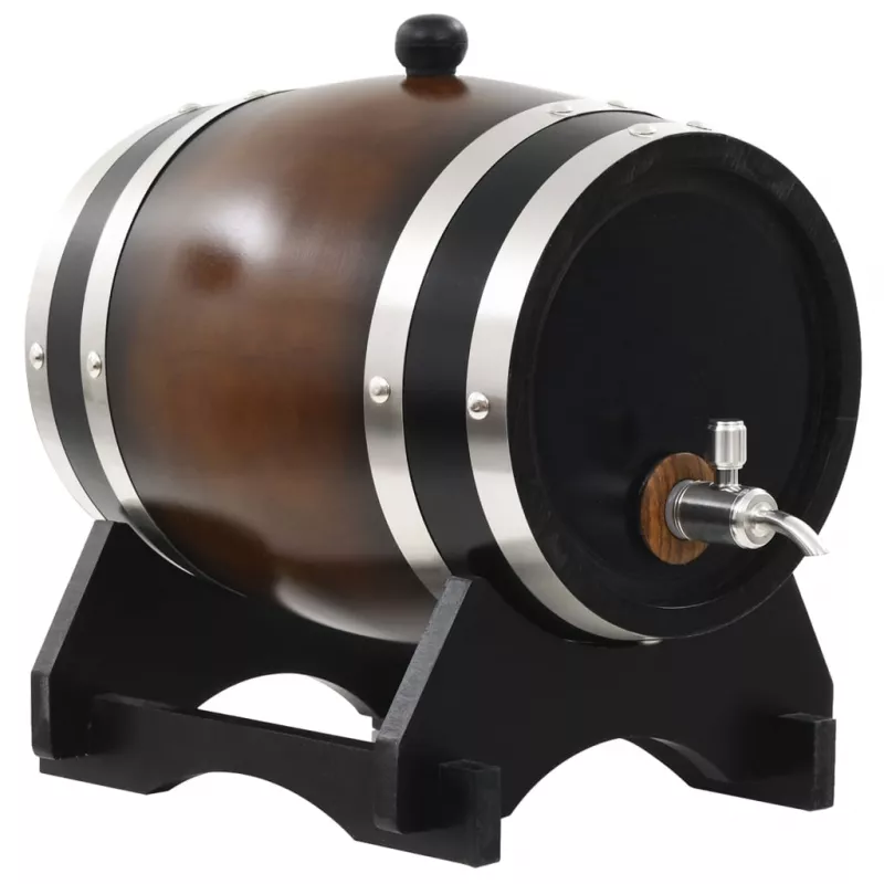 Butoi de vin cu robinet, 6 L, lemn masiv de pin, [],https:mobideco.ro