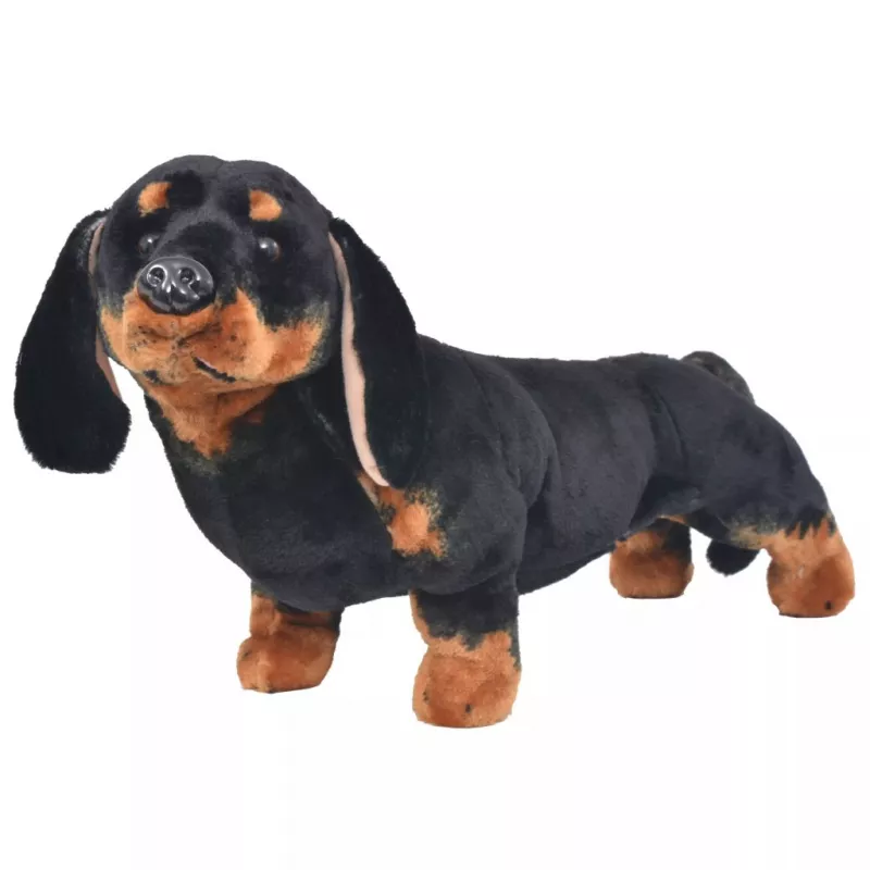 Câine din pluș de jucărie dachshund, negru, XXL, [],mobideco.ro