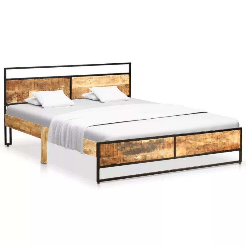 Cadru de pat, 160 x 200 cm, lemn masiv de mango nefinisat, [],mobideco.ro