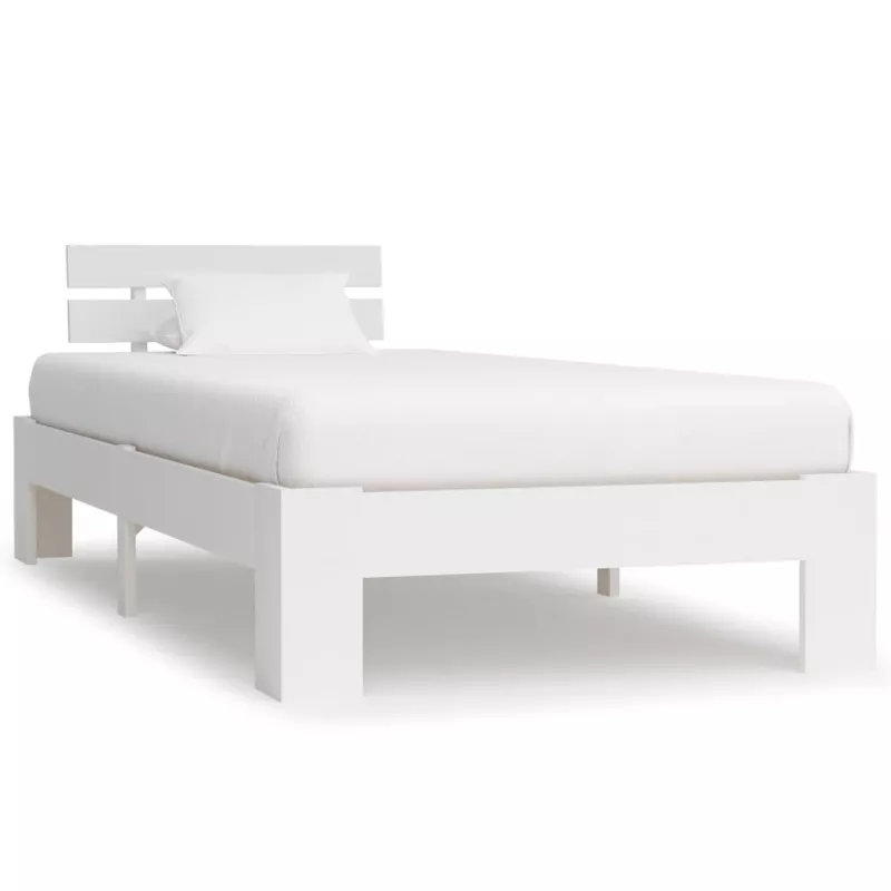 Cadru de pat, alb, 100 x 200 cm, lemn masiv de pin, [],https:mobideco.ro