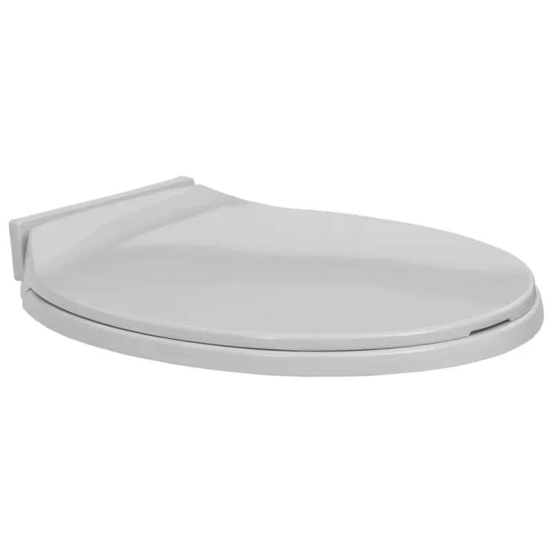 Capac WC cu inchidere silențioasă, gri deschis, oval, [],mobideco.ro