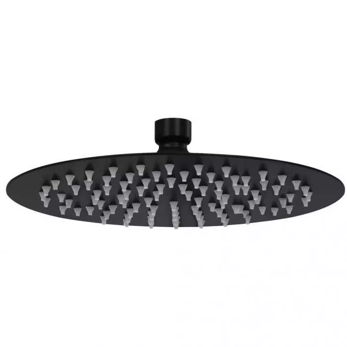 Cap de duș tip ploaie rotund, negru, 20 cm, oțel inoxidabil, [],https:mobideco.ro