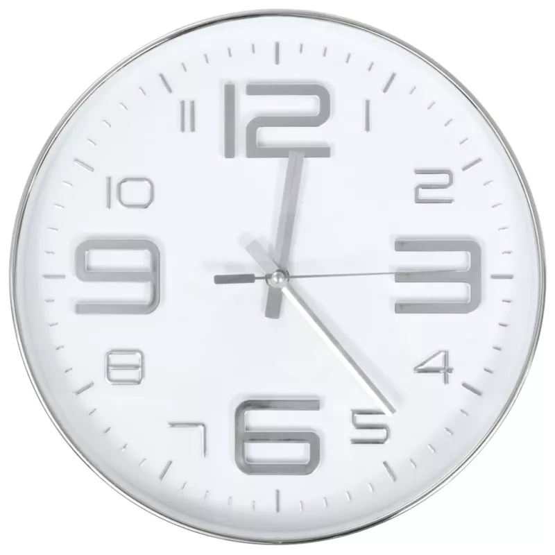 Ceas de perete, argintiu, 30 cm, [],https:mobideco.ro