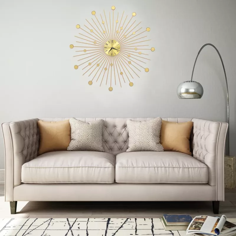 Ceas de perete, auriu, 70 cm, metal, [],https:mobideco.ro