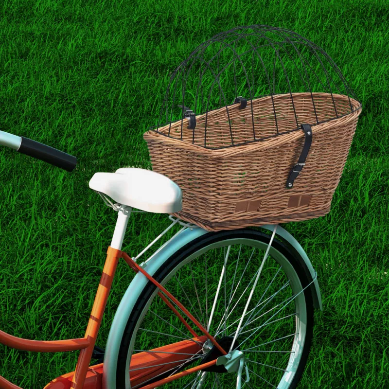Coș portbagaj bicicletă cu capac 55x31x36 cm, răchită naturală, [],mobideco.ro