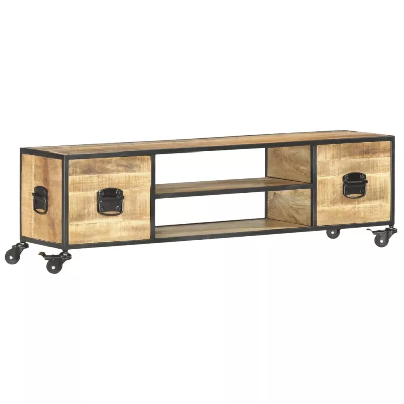 Comodă TV, 130 x 30 x 39 cm, lemn masiv de mango, [],https:mobideco.ro