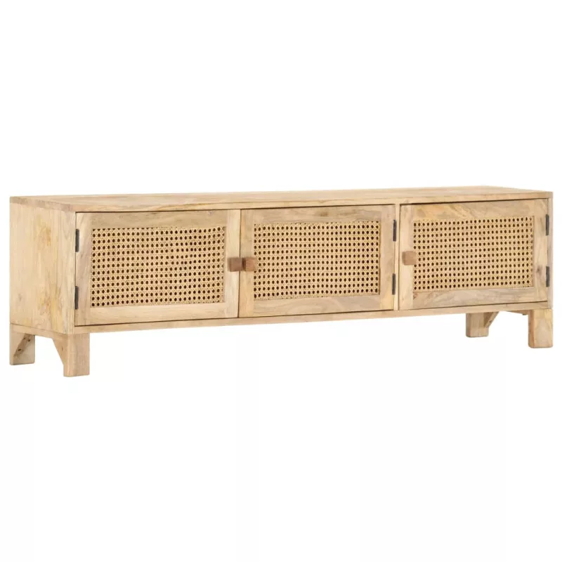Comodă TV, 140x30x40 cm, lemn mango &amp; trestie de zahăr naturală, [],https:mobideco.ro