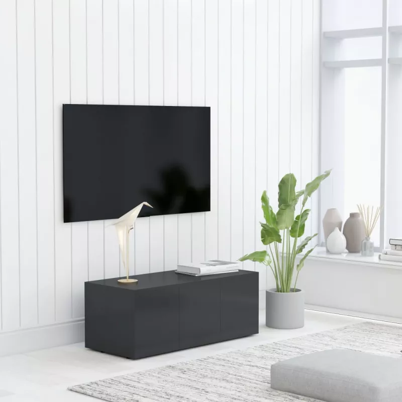 Comodă TV, gri, 80 x 34 x 30 cm, PAL, [],mobideco.ro