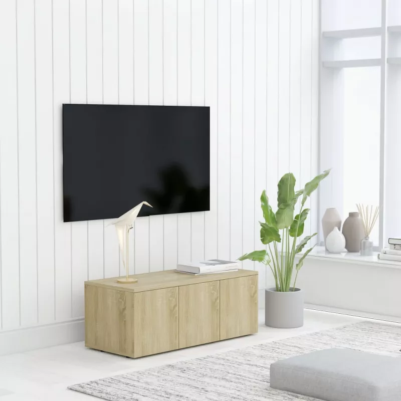 Comodă TV, stejar Sonoma, 80 x 34 x 30 cm, PAL, [],mobideco.ro