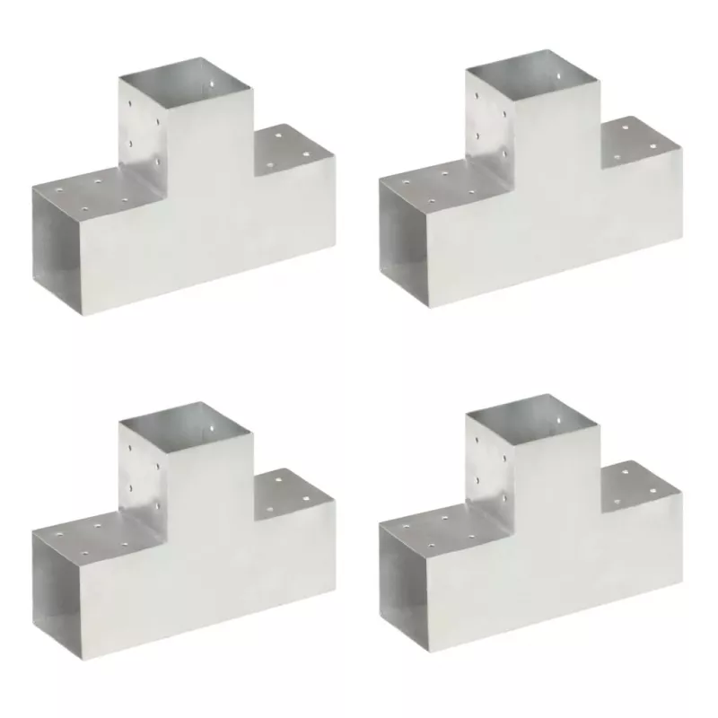 Conectori grindă, formă T, 4 buc, 101x101 mm, metal galvanizat, [],https:mobideco.ro