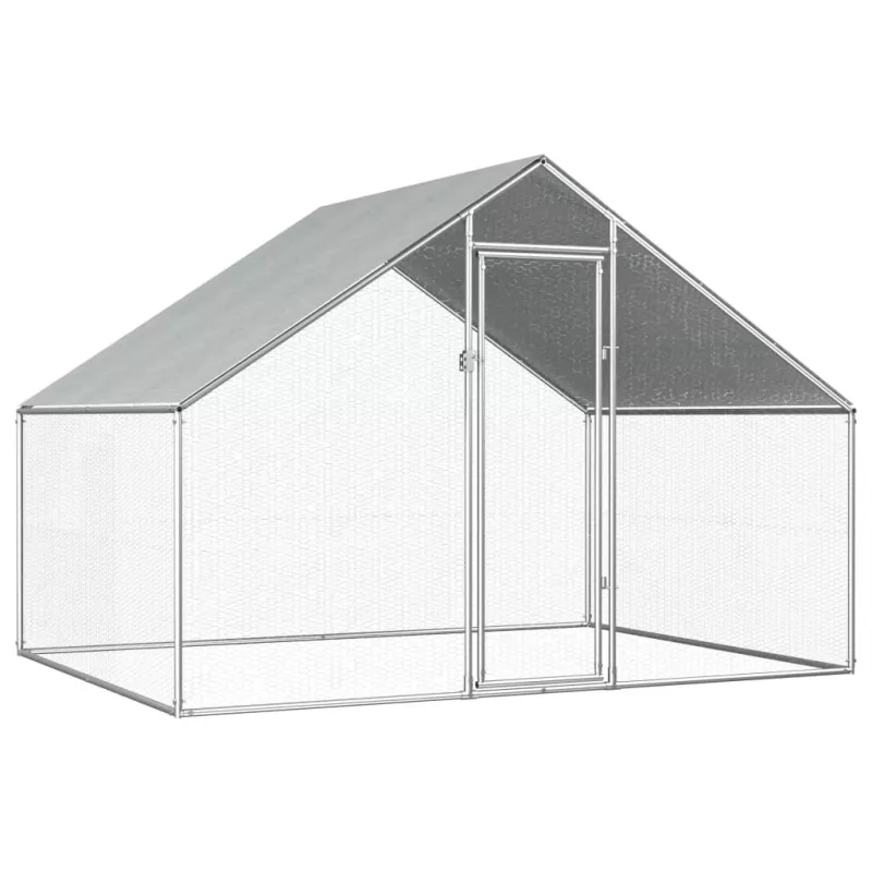Coteț de exterior pentru păsări, 2,75x2x1,92 m, oțel galvanizat, [],https:mobideco.ro