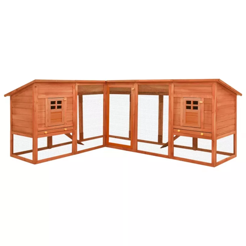Cușcă de iepuri exterior, spațiu de joacă, maro, lemn de brad, [],https:mobideco.ro