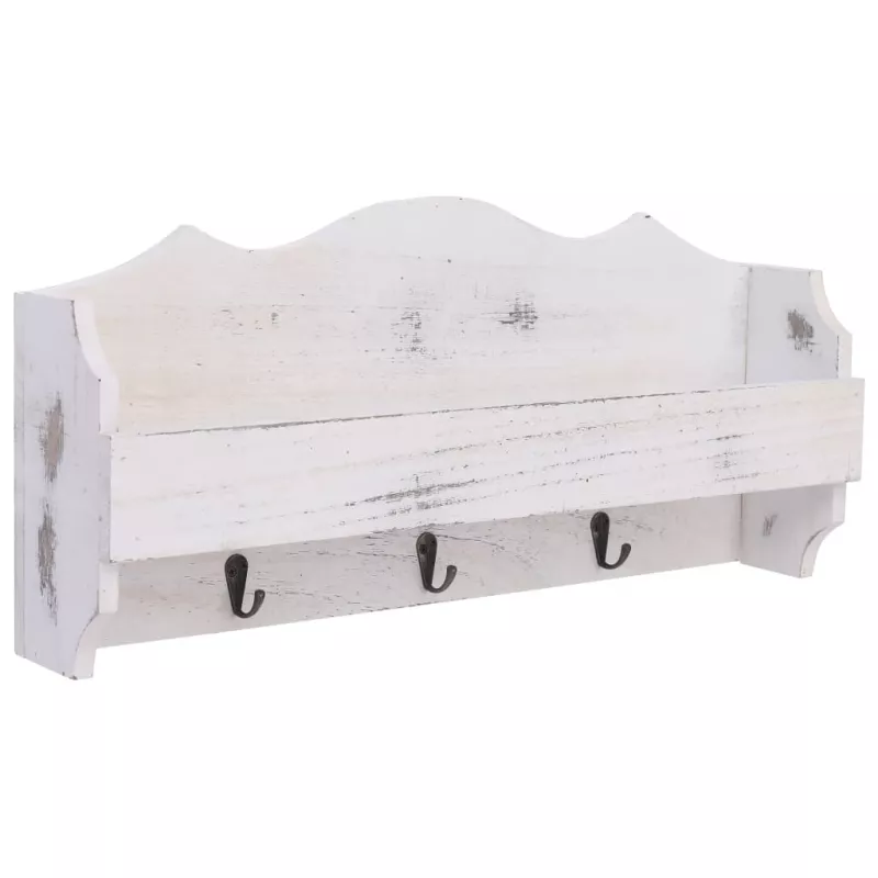 Cuier de perete, alb, 50 x 10 x 23 cm, lemn, [],https:mobideco.ro