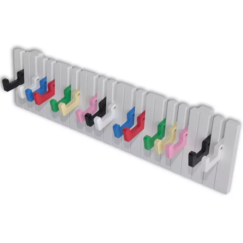 Cuier de perete cu design claviatură pian, 16 agățători colorate, [],mobideco.ro