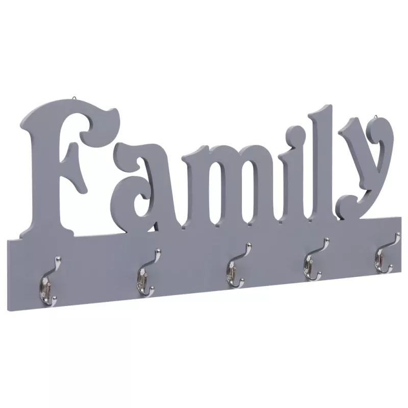 Cuier de perete FAMILY, gri, 74 x 29,5 cm, [],https:mobideco.ro