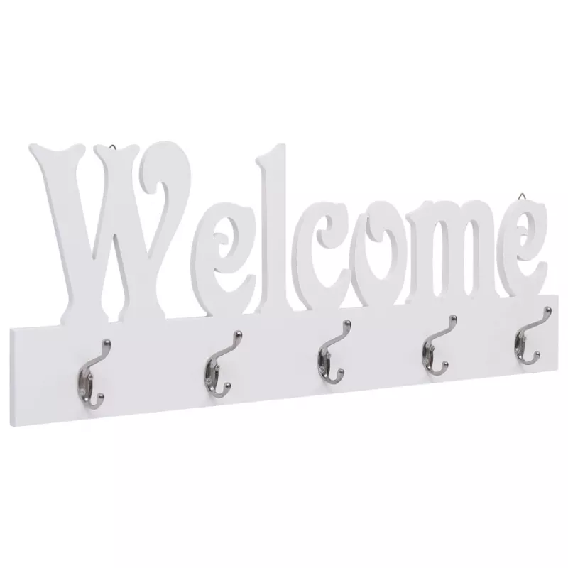 Cuier de perete WELCOME, alb, 74 x 29,5 cm, [],https:mobideco.ro