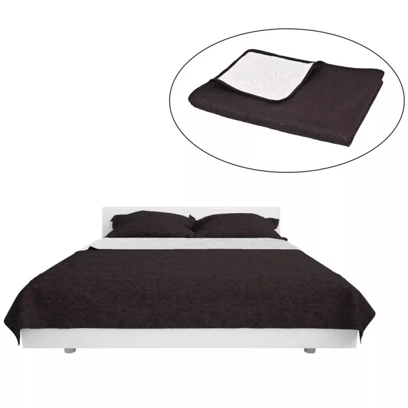 Cuvertură matlasată cu două fețe, 170x210 cm, crem și maro, [],https:mobideco.ro