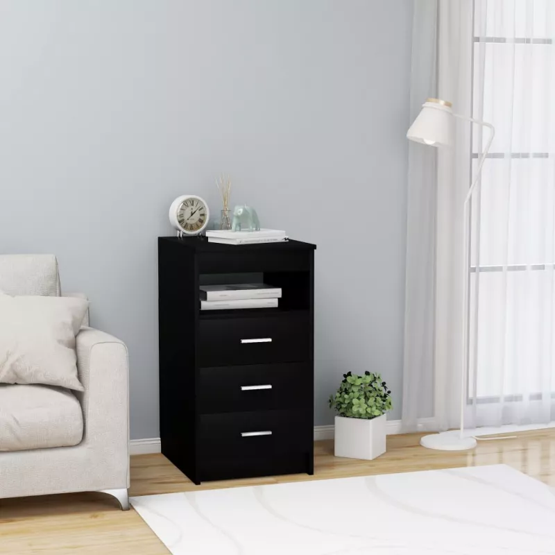 Dulap cu sertare, negru, 40 x 50 x 76 cm, PAL, [],https:mobideco.ro