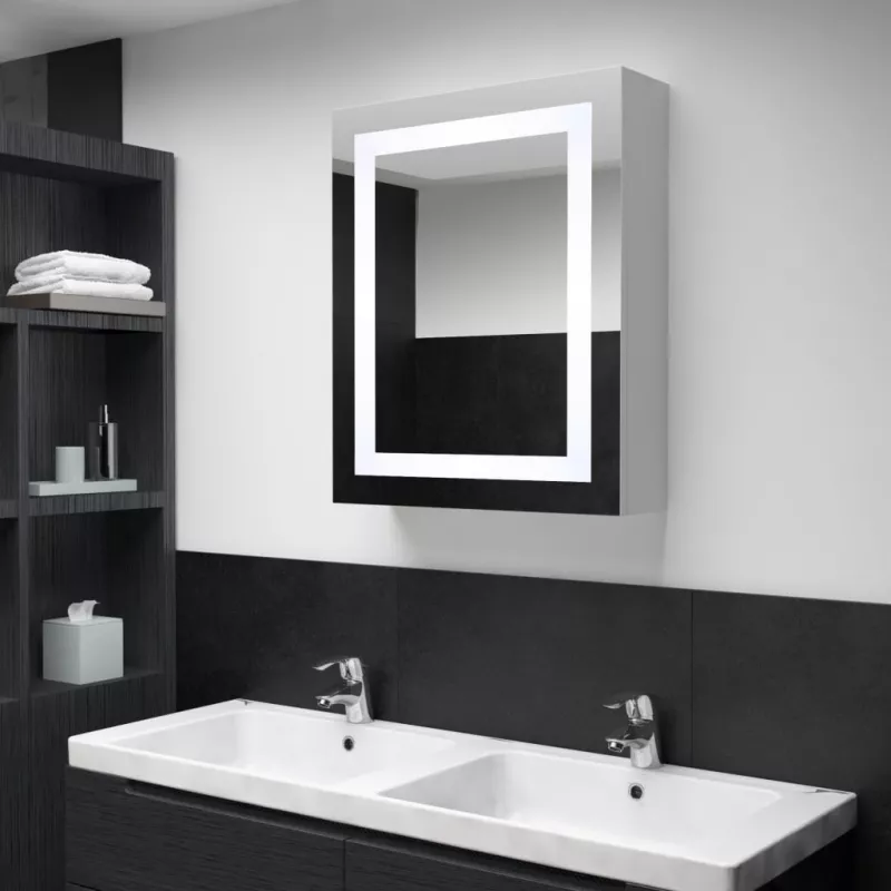 Dulap de baie cu oglindă și LED-uri, 50 x 13 x 70 cm, [],mobideco.ro