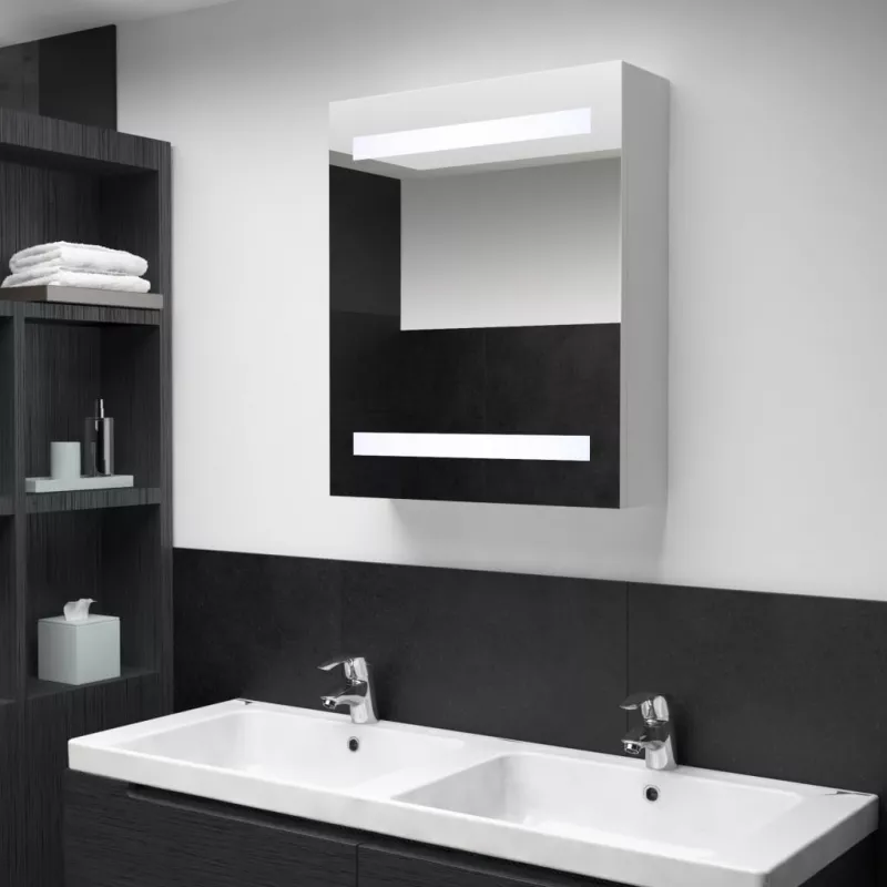 Dulap de baie cu oglindă și LED-uri, 50 x 14 x 60 cm, [],mobideco.ro