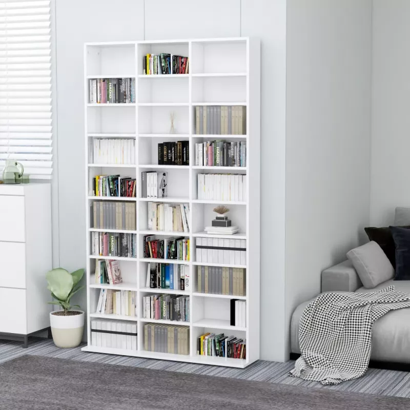 Dulap pentru CD-uri, alb, 102 x 23 x 177,5 cm, PAL, [],https:mobideco.ro