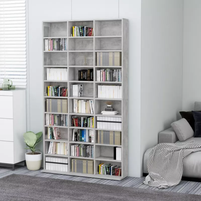 Dulap pentru CD-uri, gri beton, 102 x 23 x 177,5 cm, PAL, [],https:mobideco.ro