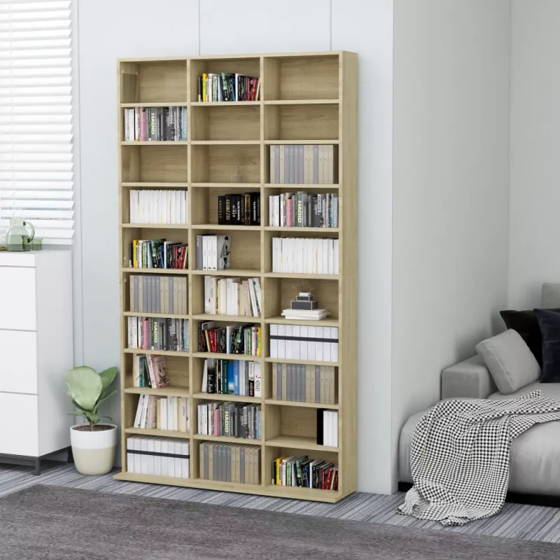 Dulap pentru CD-uri, stejar Sonoma, 102 x 23 x 177,5 cm, PAL, [],https:mobideco.ro