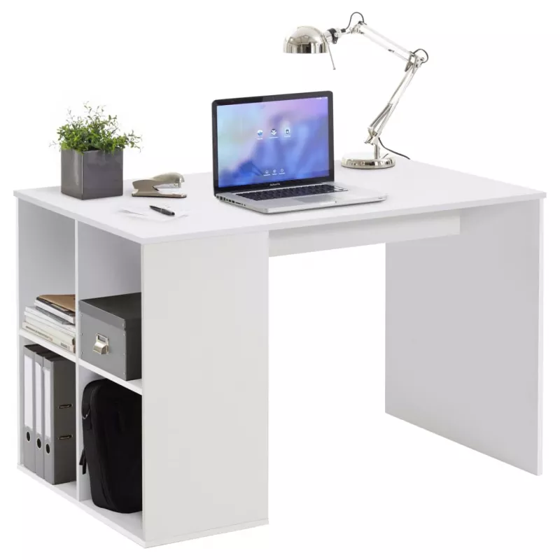 FMD Birou cu rafturi laterale, alb, 117 x 72,9 x 73,5 cm, [],https:mobideco.ro