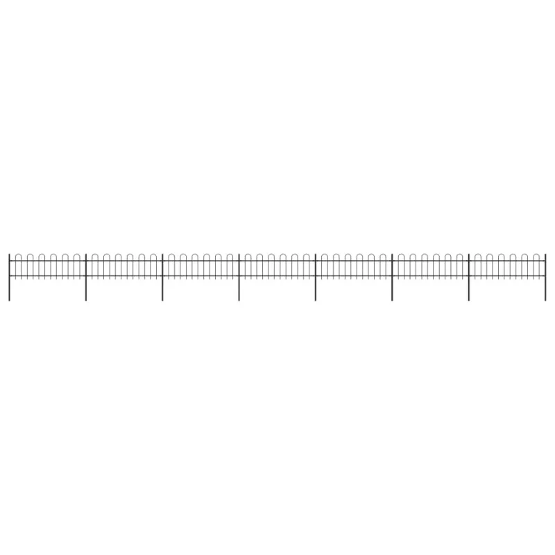 Gard de grădină cu vârf curbat, negru, 11,9 x 0,6 m, oțel, [],https:mobideco.ro