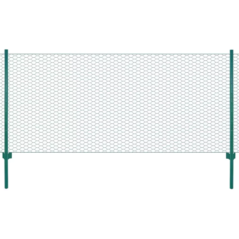 Gard din plasă de sârmă cu stâlpi, verde, 25 x 0,75 m, oțel, [],mobideco.ro