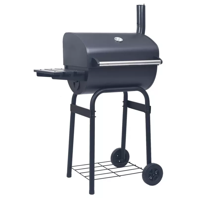 Grătar barbecue cu cărbuni, afumătoare și raft inferior, negru, [],https:mobideco.ro